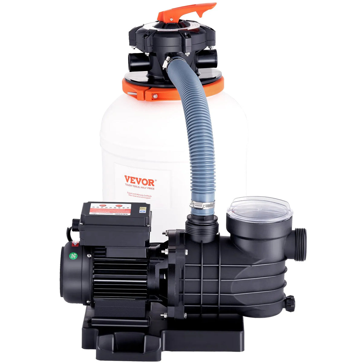 VEVOR Sand Filter Pump for Above Ground Pools, 300 mm, 10,000 l/h, 285 W, Pool Pump and Filter Set with 6-Way Multiport Valve and Strainer Basket, for Home and Commercial Use