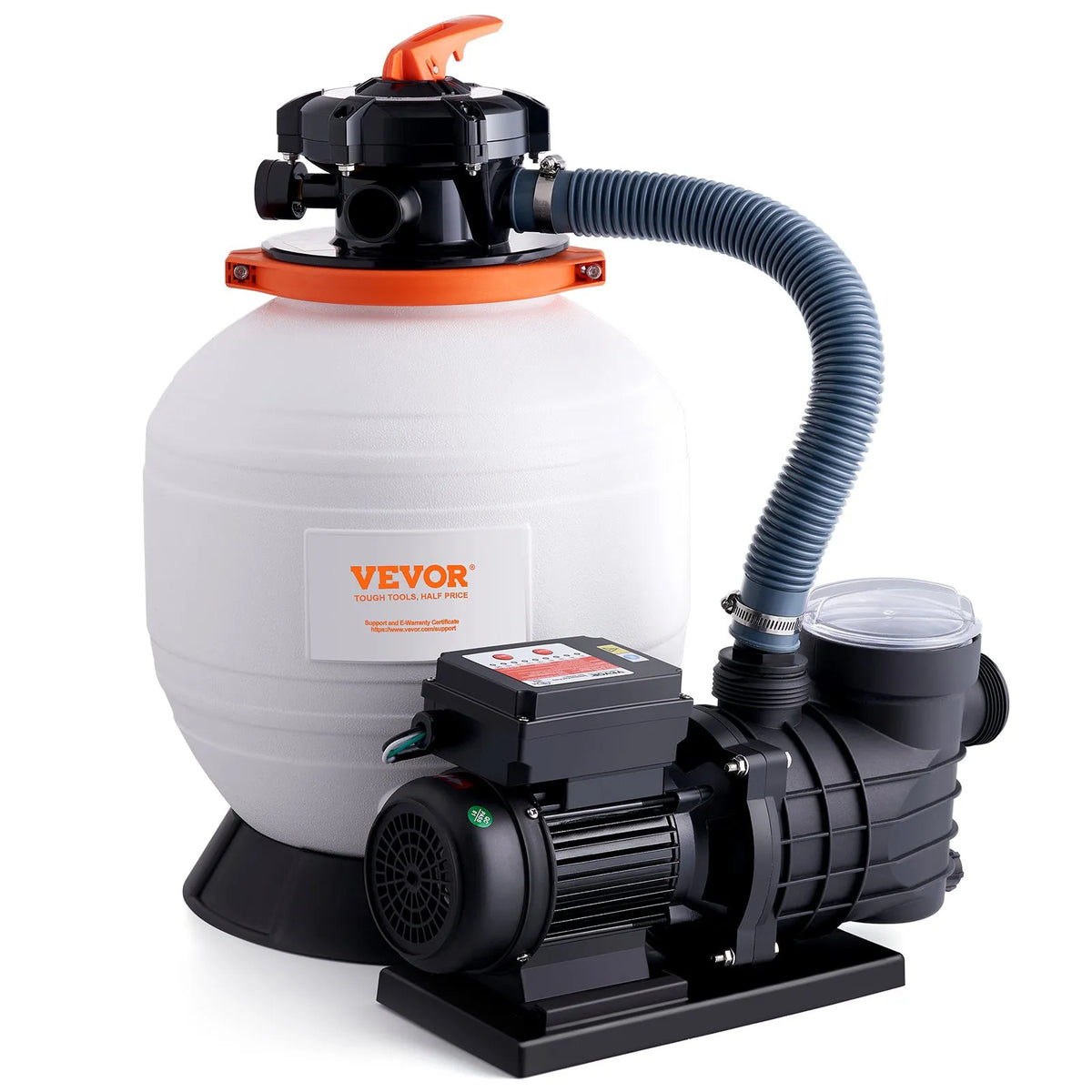 VEVOR Sand Filter Pump for Above Ground Pools, 350 mm, 13,000 l/h, 450 W, Pool Pump and Filter Set with 6-Way Multiport Valve and Strainer Basket, for Home and Commercial Use