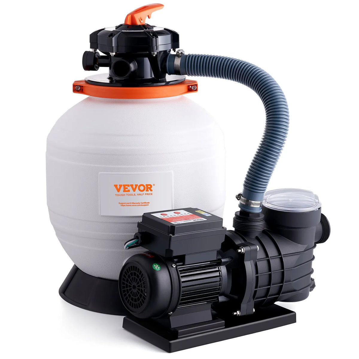 VEVOR Sand Filter Pump for Above Ground Pools, 350 mm, 13,000 l/h, 450 W, Pool Pump and Filter Set with 6-Way Multiport Valve and Strainer Basket, for Home and Commercial Use