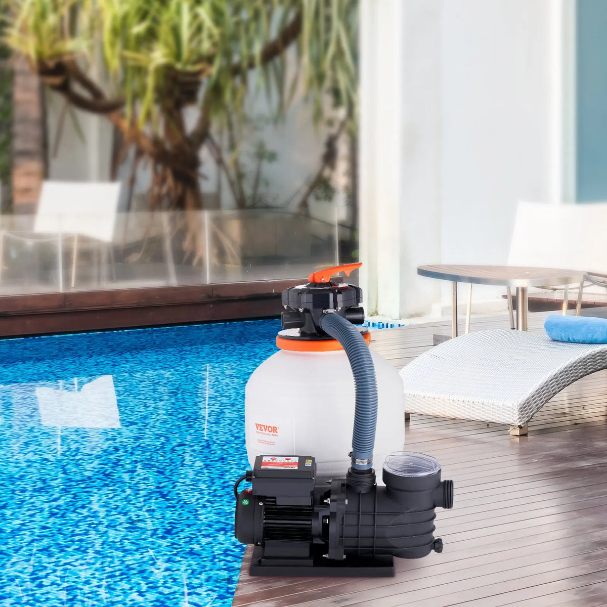 VEVOR Sand Filter Pump for Above Ground Pools, 350 mm, 13,000 l/h, 450 W, Pool Pump and Filter Set with 6-Way Multiport Valve and Strainer Basket, for Home and Commercial Use