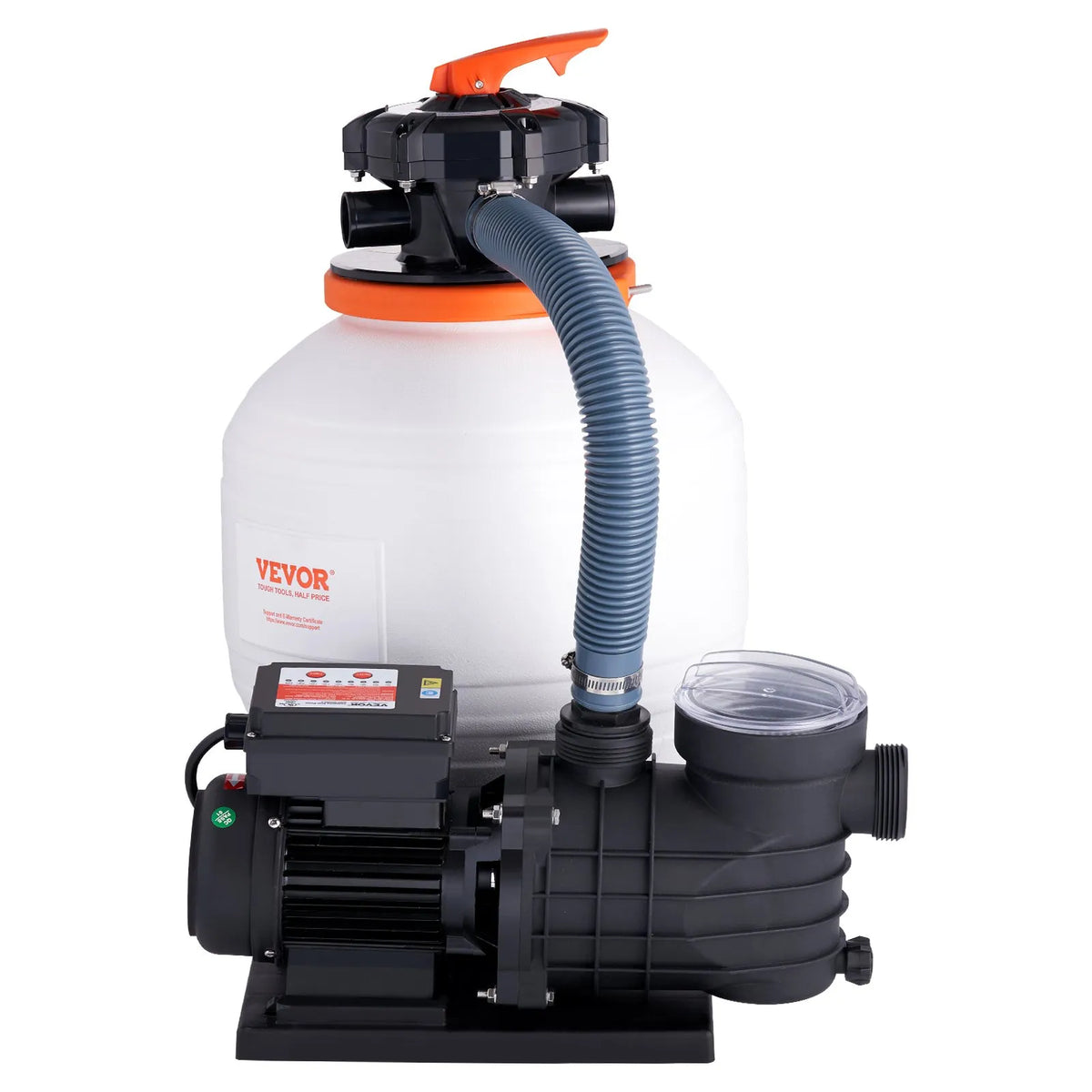 VEVOR Sand Filter Pump for Above Ground Pools, 350 mm, 13,000 l/h, 450 W, Pool Pump and Filter Set with 6-Way Multiport Valve and Strainer Basket, for Home and Commercial Use
