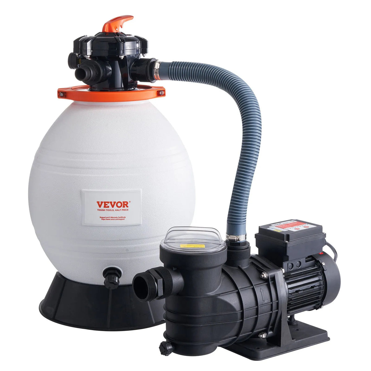 VEVOR Sand Filter Pump for Above Ground Pools, 400 mm, 18,000 l/h, 850 W, Pool Pump and Filter Set with 6-Way Multiport Valve and Strainer Basket, for Home and Commercial Use