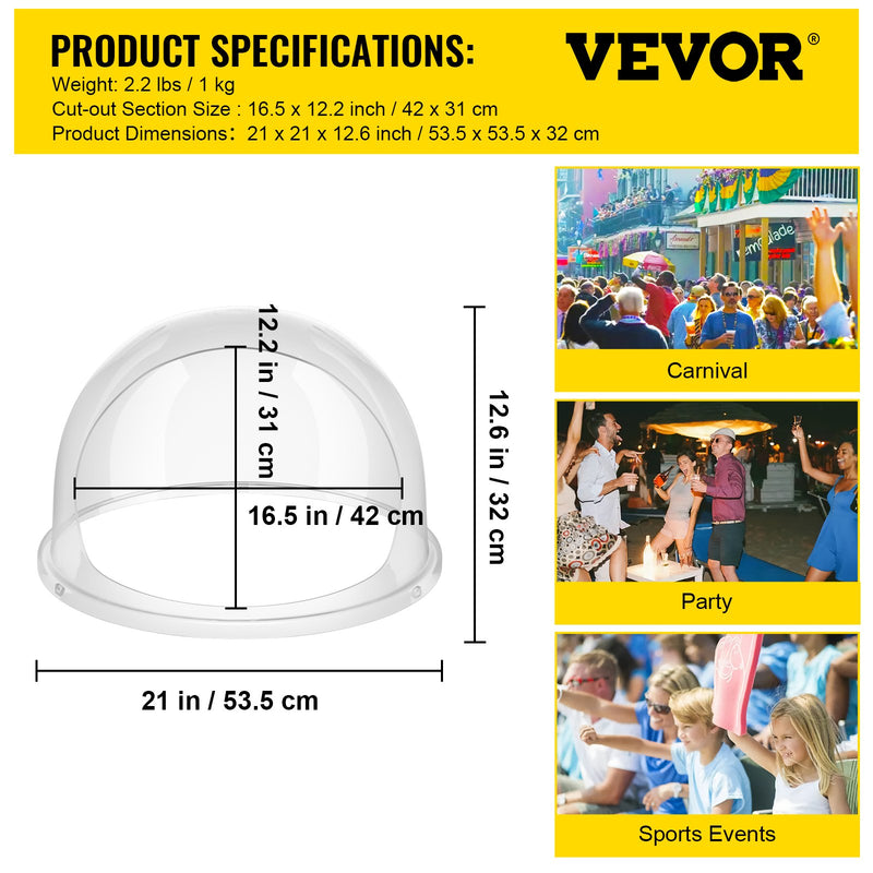 VEVOR cukurvates mašīnas kupols, 52 cm diametrs, komerciālai lietošanai (tikai pārsegs)