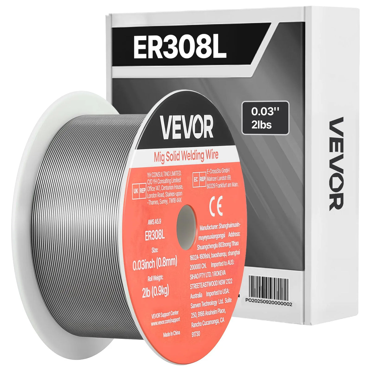 VEVOR ER308L MIG metināšanas stieple 0,8 mm, 0,9 kg, nerūsējošais tērauds