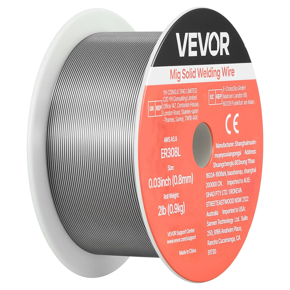 VEVOR ER308L MIG metināšanas stieple 0,8 mm, 0,9 kg, nerūsējošais tērauds