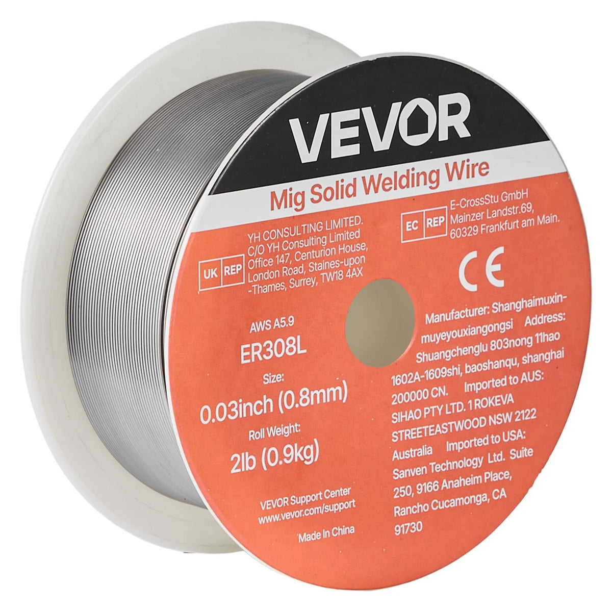 VEVOR ER308L MIG metināšanas stieple 0,8 mm, 0,9 kg, nerūsējošais tērauds