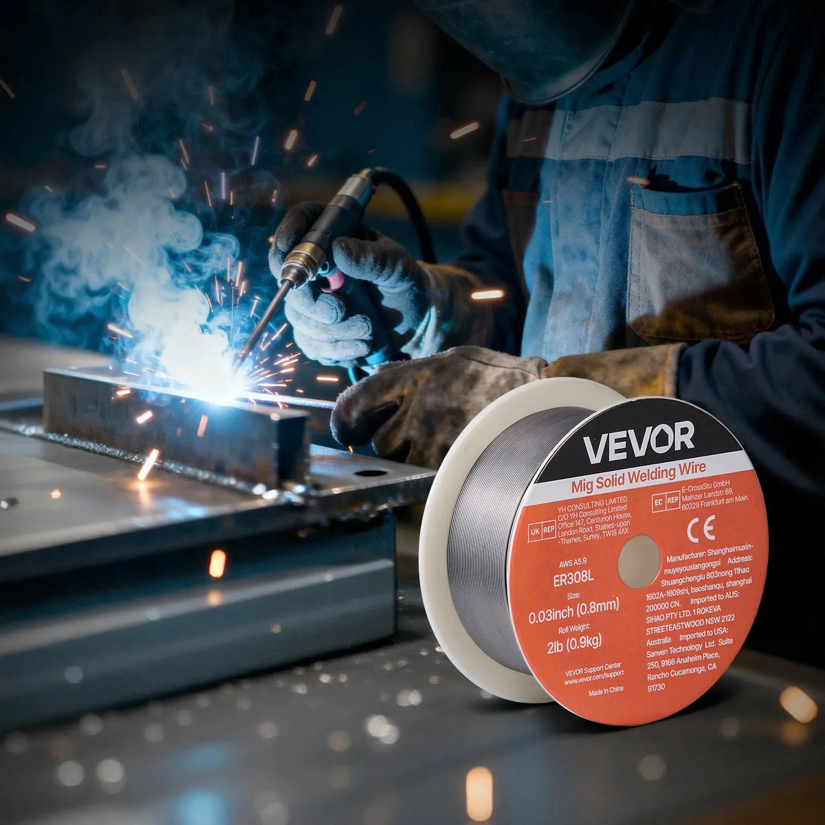 VEVOR ER308L MIG metināšanas stieple 0,8 mm, 0,9 kg, nerūsējošais tērauds