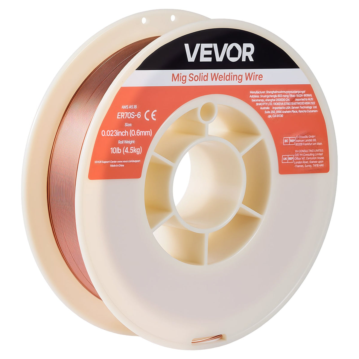 VEVOR MIG Welding Wire ER70S-6, 0.6 mm, 4.5 kg, Low Spatter, High Deoxidiser Content, for Steel Welding with Shielding Gas