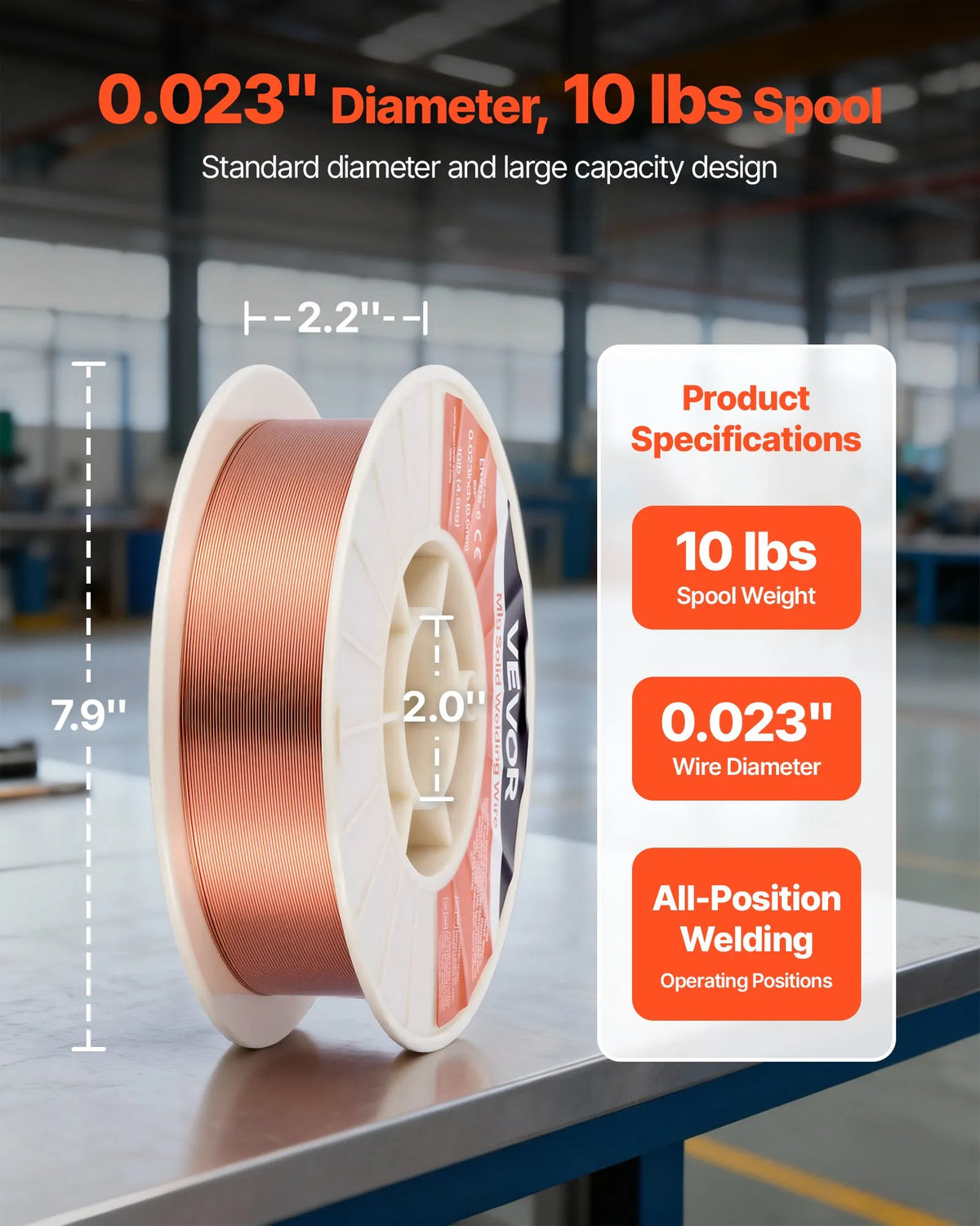 VEVOR MIG Welding Wire ER70S-6, 0.6 mm, 4.5 kg, Low Spatter, High Deoxidiser Content, for Steel Welding with Shielding Gas