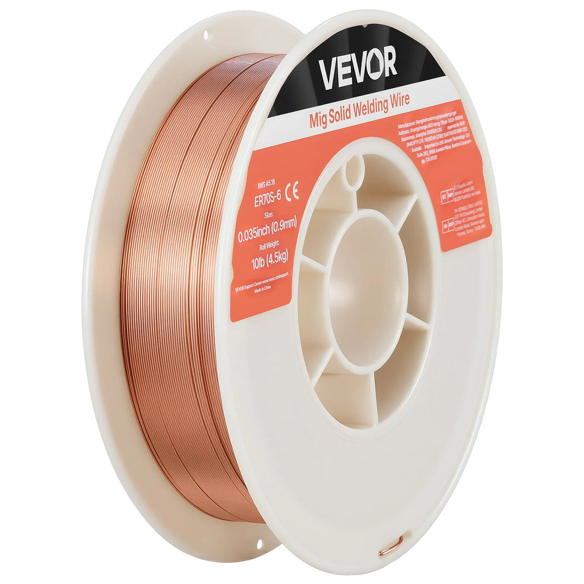 VEVOR MIG Welding Wire ER70S-6, Ø0.9 mm, 4.5 kg, Low Spatter, High Deoxidiser Content, Mild Steel Welding in Shielding Gas All Positions