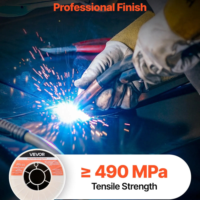 VEVOR MIG metināšanas stieple ER70S-6, Ø0,9 mm, 4,5 kg, zema šļakstīšanās, ar paaugstinātu deoksidētāju saturu, mazoglekļa tērauda metināšanai aizsarggāzes vidē visās pozīcijās