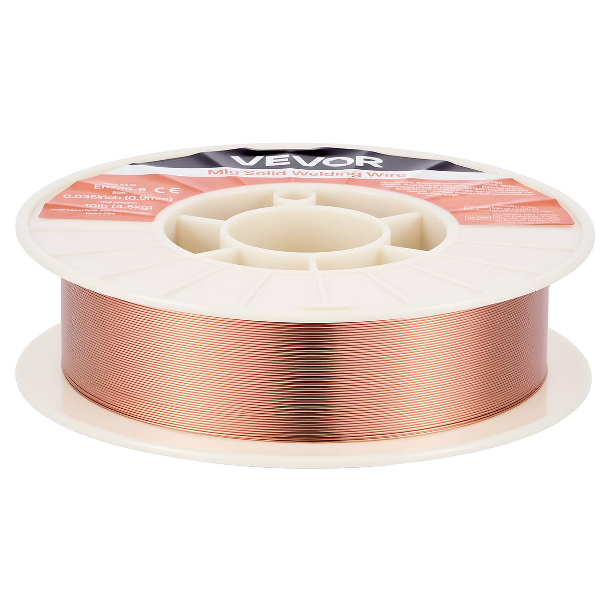VEVOR MIG Welding Wire ER70S-6, Ø0.9 mm, 4.5 kg, Low Spatter, High Deoxidiser Content, Mild Steel Welding in Shielding Gas All Positions