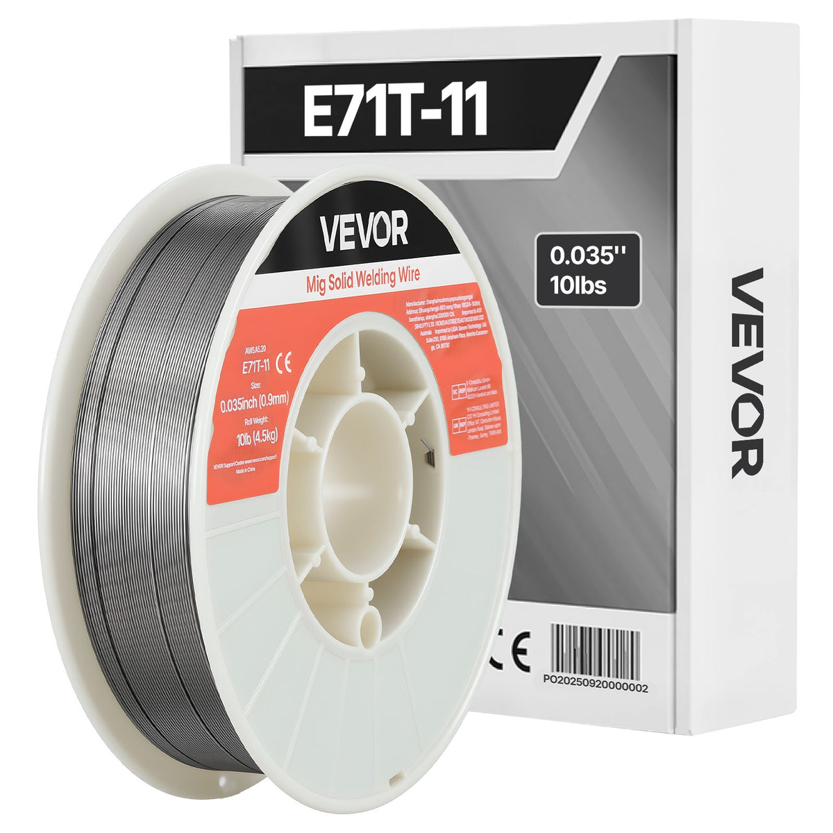 VEVOR Self-Shielded Flux-Cored Wire E71T-11, Ø0.9 mm, 4.5 kg, Gasless MIG Welding, Low Spatter, Suitable for All Welding Positions and Outdoor Work