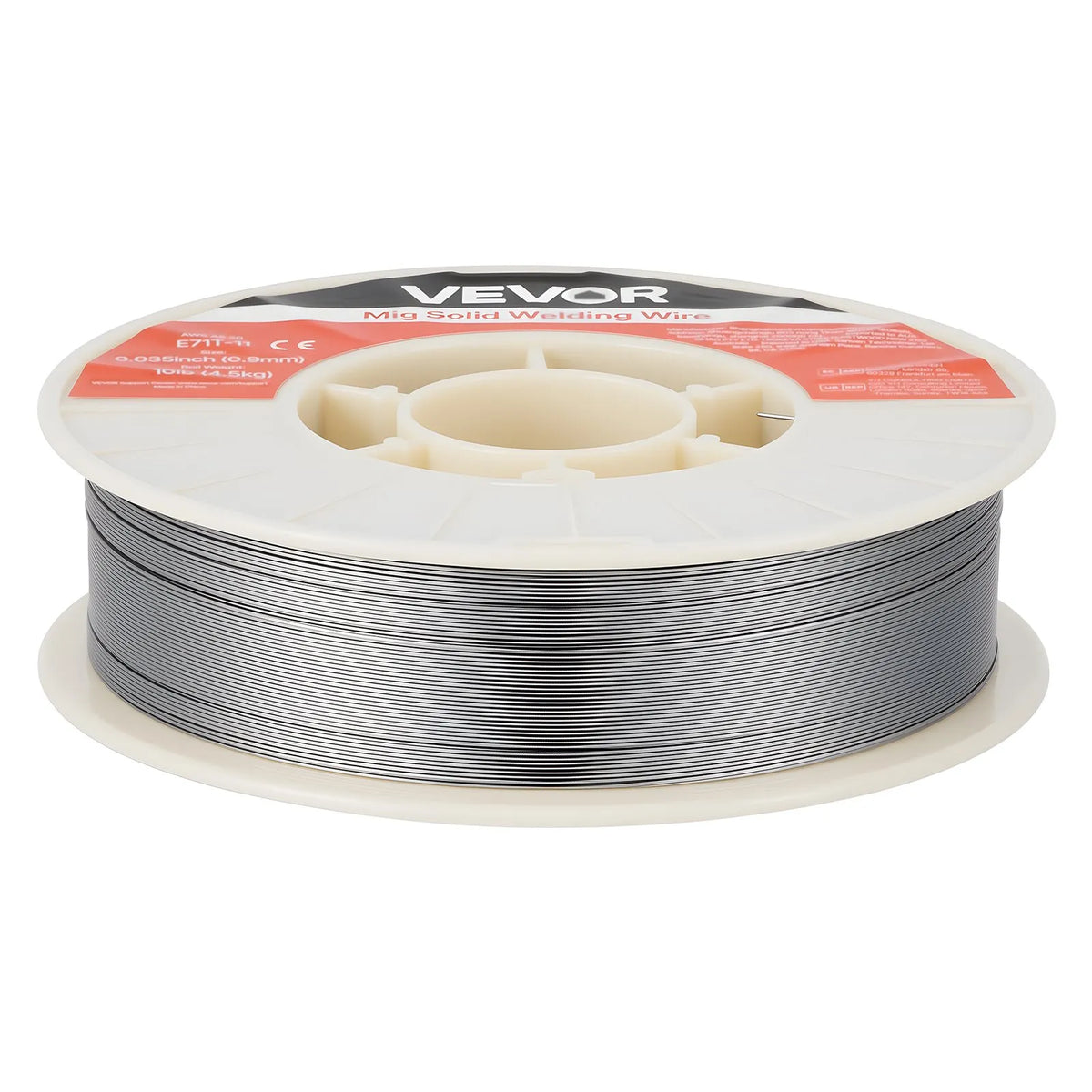 VEVOR Self-Shielded Flux-Cored Wire E71T-11, Ø0.9 mm, 4.5 kg, Gasless MIG Welding, Low Spatter, Suitable for All Welding Positions and Outdoor Work