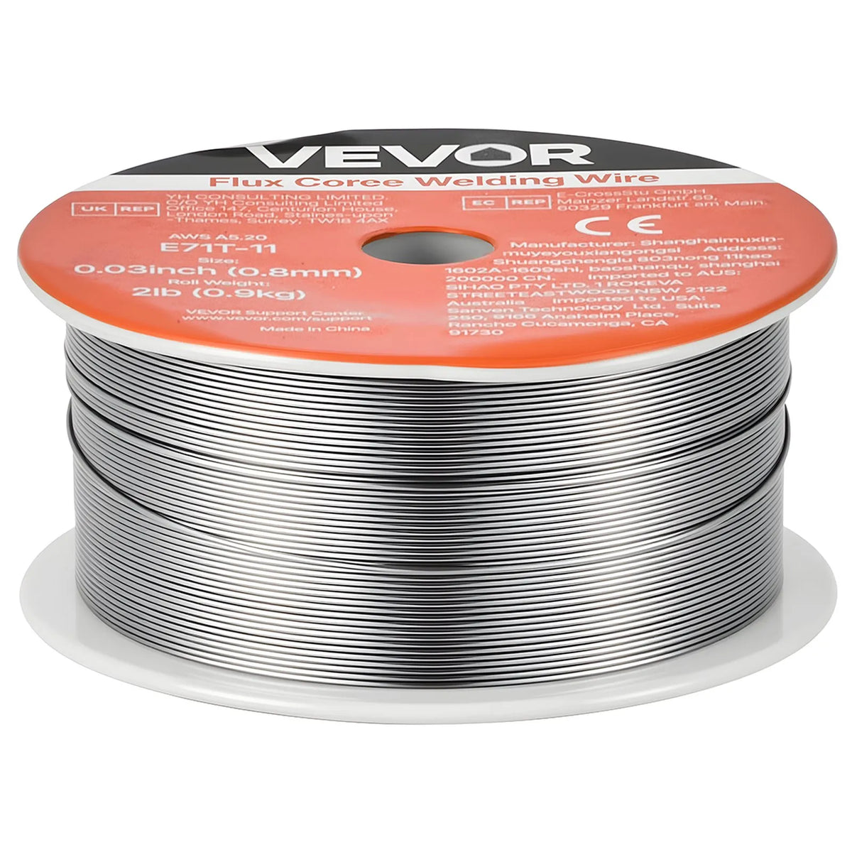 VEVOR Self-Shielded Flux-Cored Wire E71T-11, Ø0.8 mm, 0.9 kg, Gasless MIG Welding, Low Spatter, Suitable for All Welding Positions and Outdoor Work