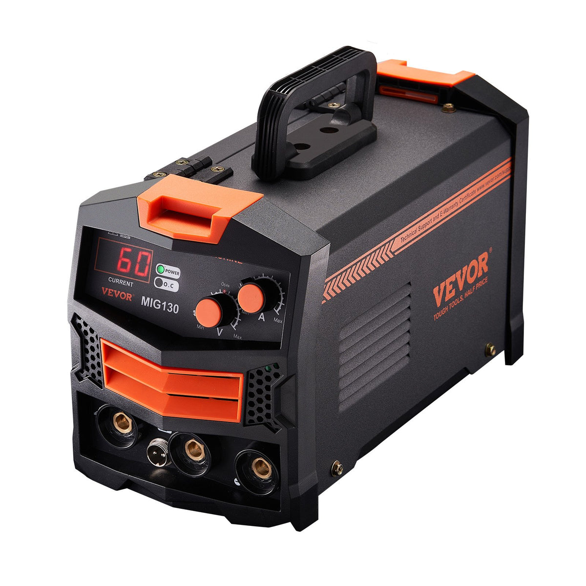 VEVOR MIG Welding Machine 130 A, Gasless Flux Core, Synergic, IGBT, Digital Display