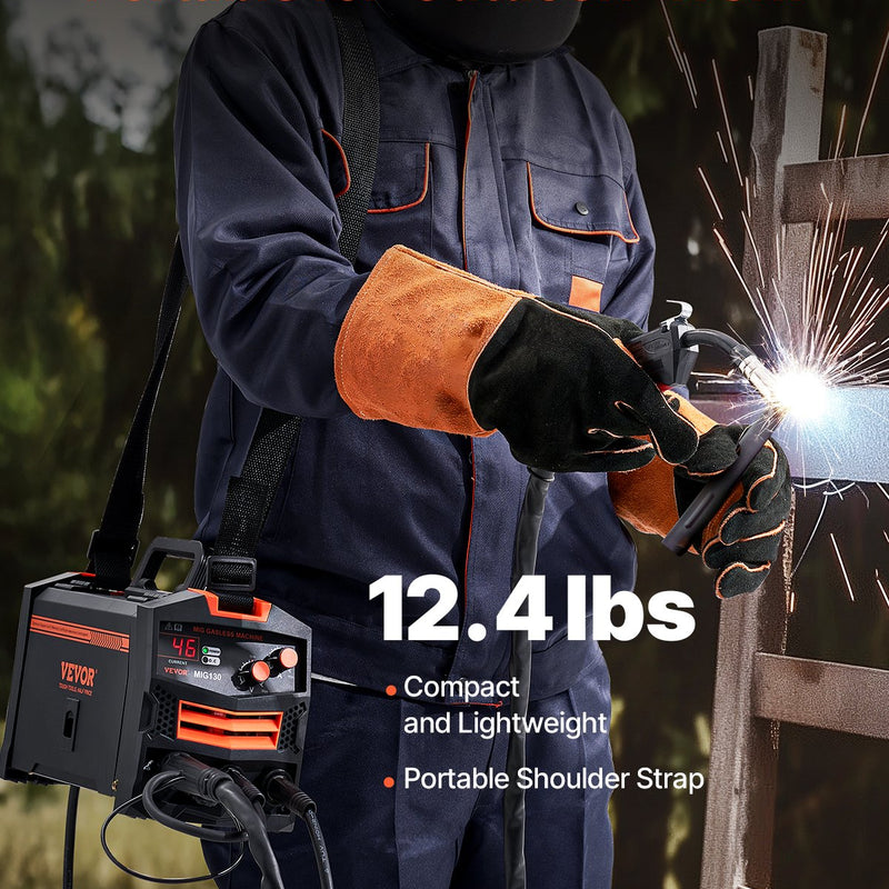 VEVOR bezgāzes 130 A MIG metināšanas aparāts ar pulverpildītu stiepli, IGBT invertorid