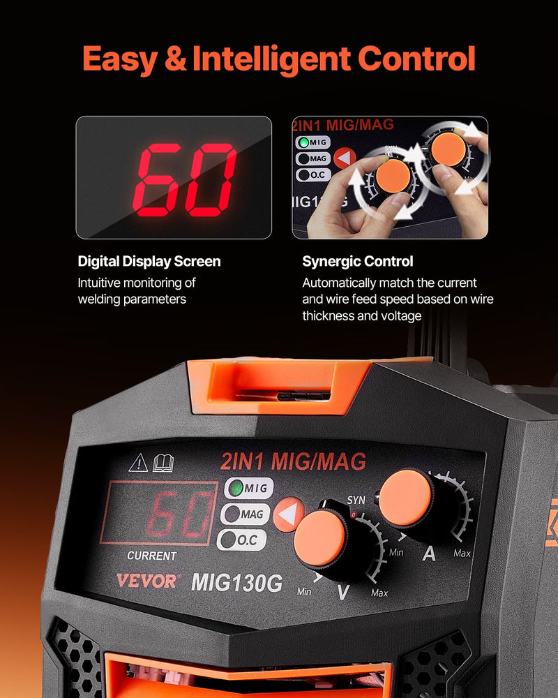 VEVOR MIG metināšanas aparāts 130 A 2-in-1 MIG/bezgāzes ar IGBT invertoru
