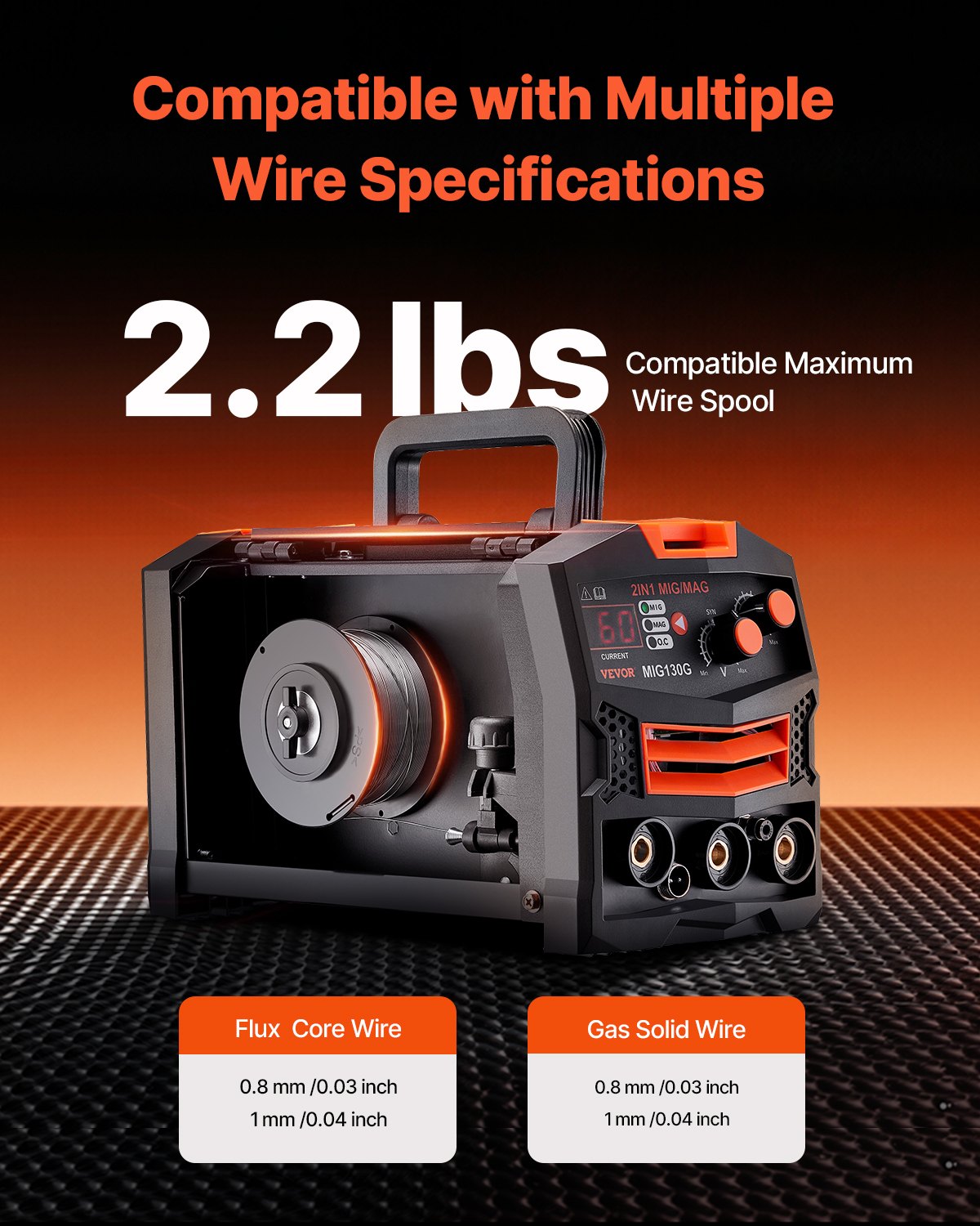 VEVOR MIG Welding Machine 130 A 2 in 1 – Gas MIG and Gasless, IGBT Inverter