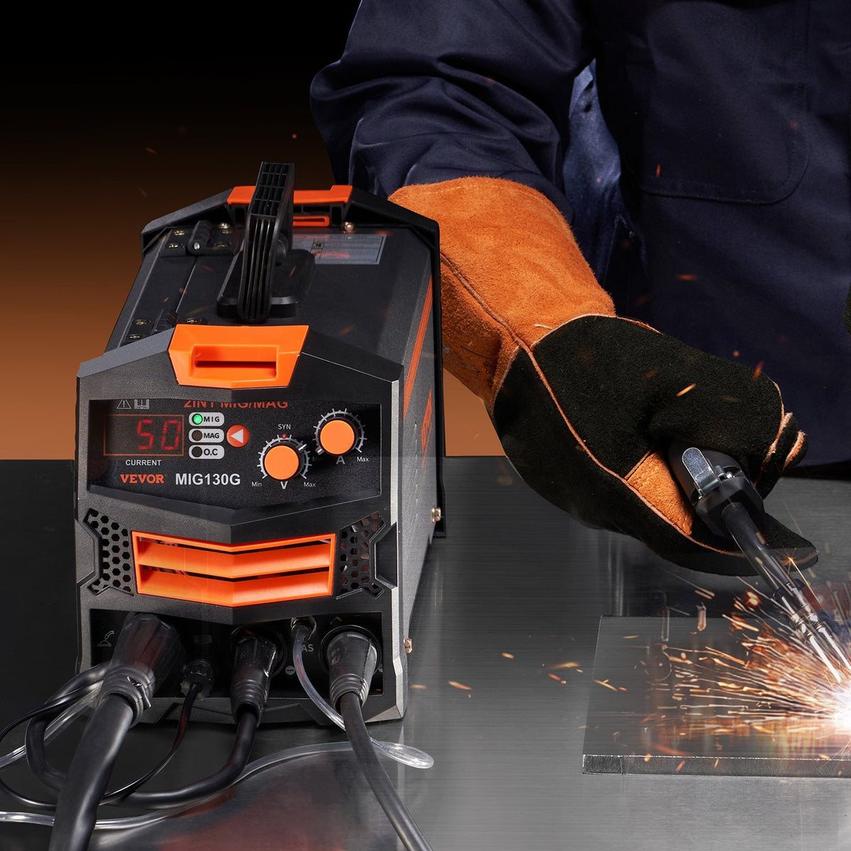 VEVOR MIG Welding Machine 130 A 2 in 1 – Gas MIG and Gasless, IGBT Inverter