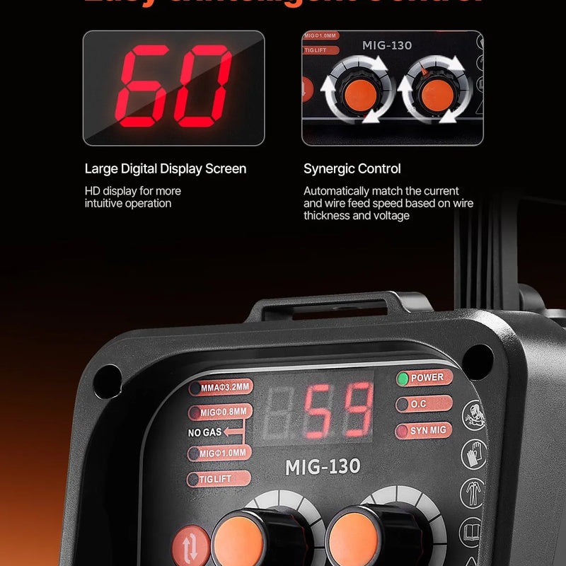 Metināšanas aparāts VEVOR 130 A, 3-in-1 MIG/Stick/Lift TIG, Flux Core