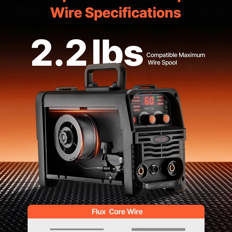 Metināšanas aparāts VEVOR 130 A, 3-in-1 MIG/Stick/Lift TIG, Flux Core