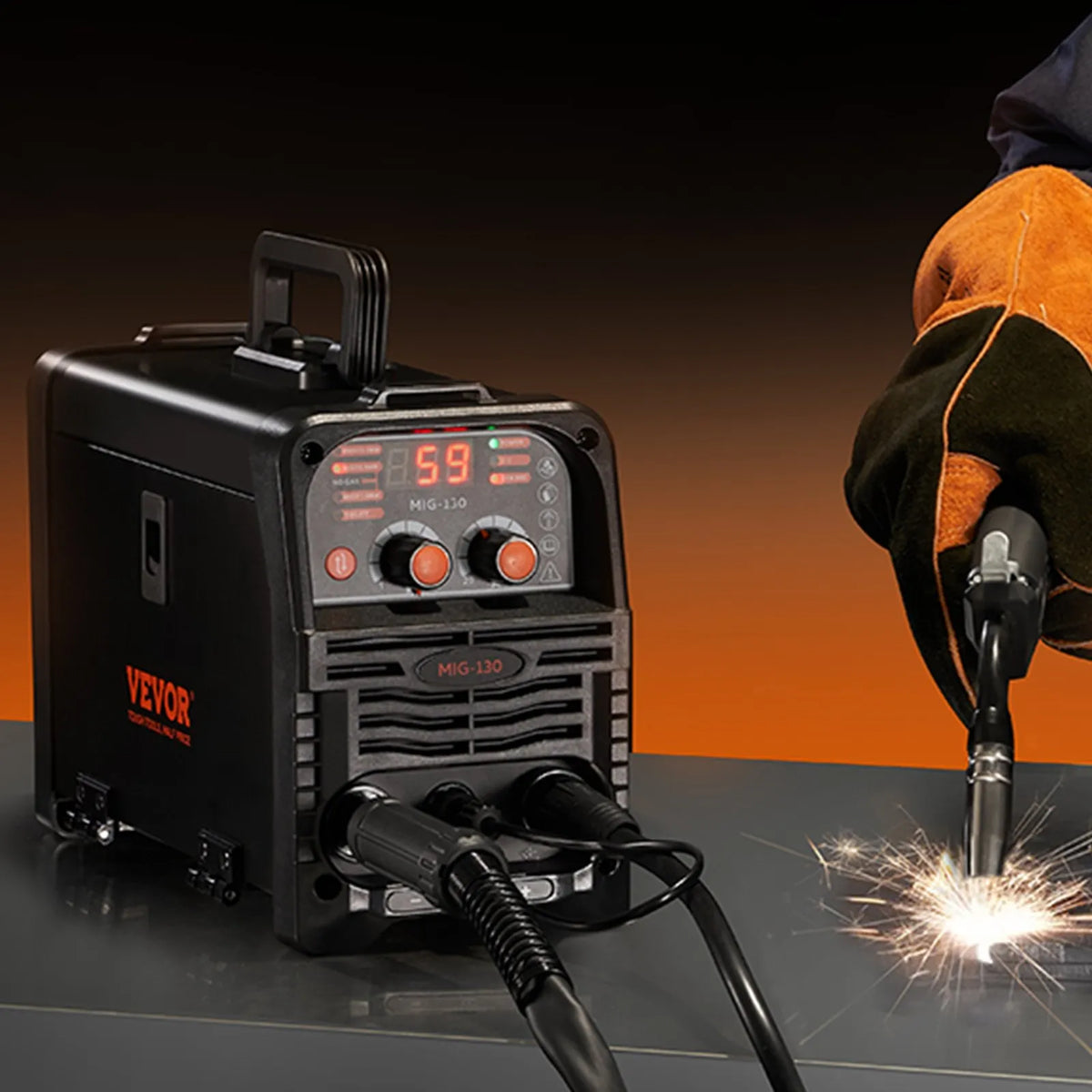 VEVOR MIG Welding Machine 130 A 3 in 1 – Gasless MIG, MMA, Lift TIG, Synergic, IGBT