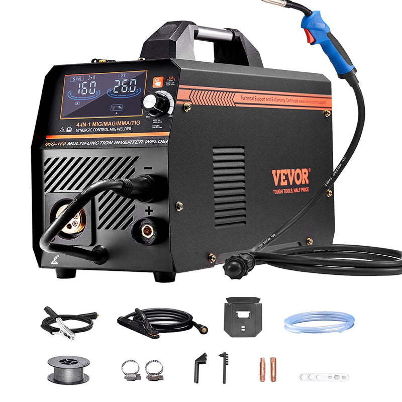 Metināšanas aparāts VEVOR 160 A, 4-in-1 MIG/Flux/MMA/Lift TIG