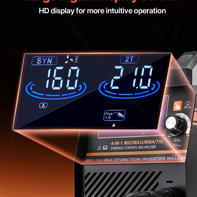 Metināšanas aparāts VEVOR 160 A, 4-in-1 MIG/Flux/MMA/Lift TIG