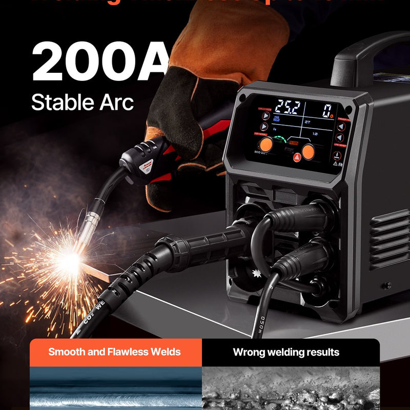 Metināšanas aparāts VEVOR 200 A, 5-in-1 MIG/Plus/MMA/Lift TIG/Spool püstol, sinerģisks