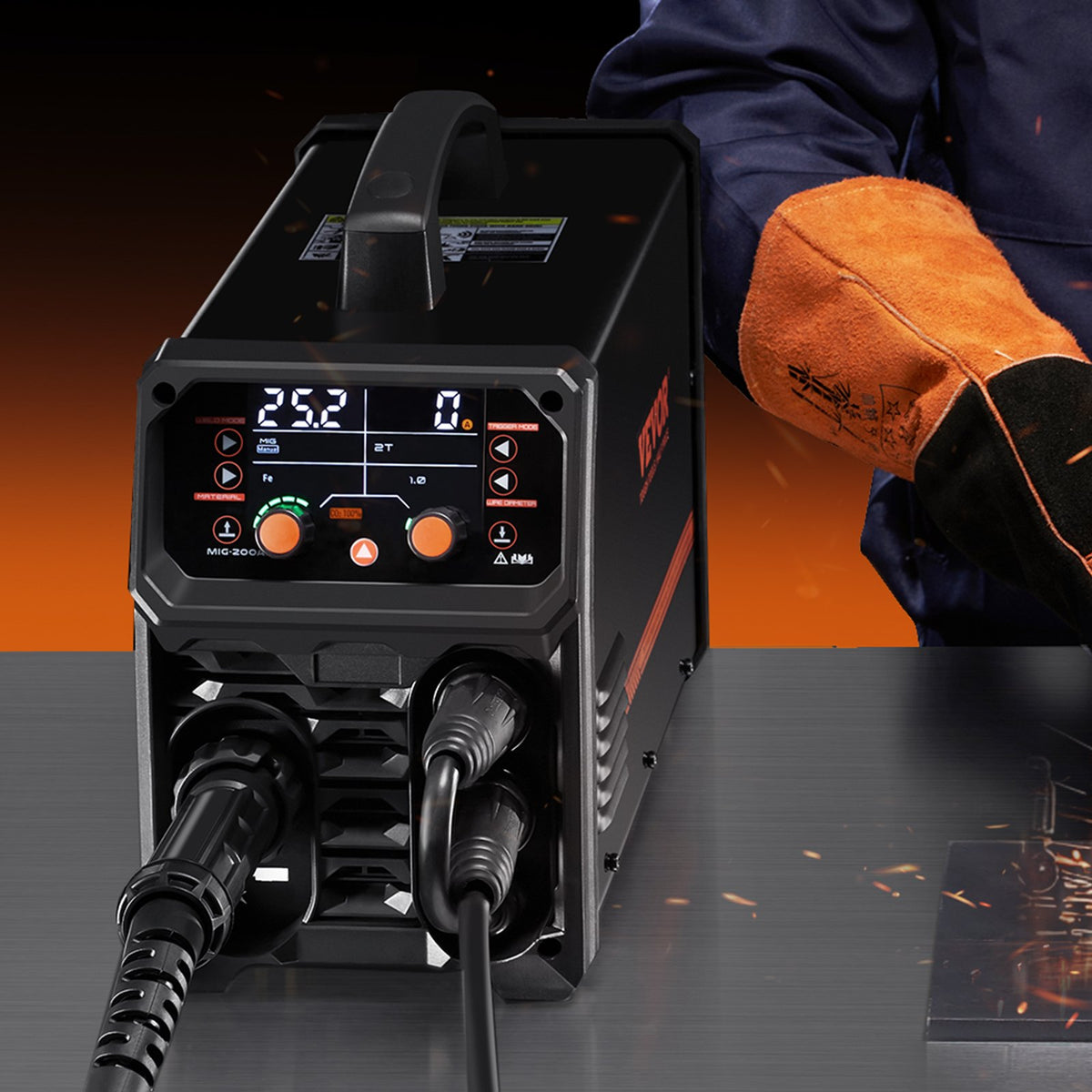 VEVOR Pro MIG Welding Machine 200 A 5 in 1 – MIG Pulse, Gas/Gasless MIG, MMA, Lift TIG, LCD