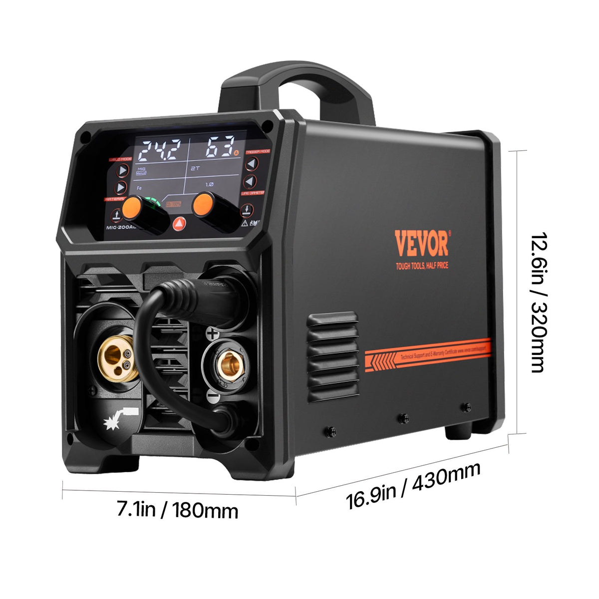 VEVOR Pro MIG Welding Machine 200 A 5 in 1 – MIG Pulse, Gas/Gasless MIG, MMA, Lift TIG, LCD