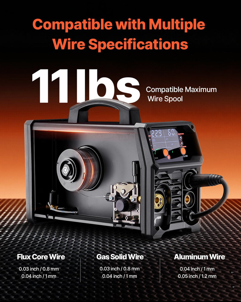 Metināšanas aparāts VEVOR 250 A, 5-in-1 MIG Pulse, gasless MIG, gas MIG, MMA, Lift TIG, sinerģisks