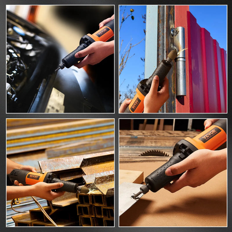 VEVOR tiešais rokas frēzētājs 6,4 mm, jaudīgs taisnais frēzētājs, 30 000 apgr./min, ar 6 maināmiem ātrumiem