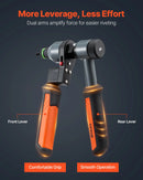 VEVOR kniedējamo uzgriežņu instrumenta komplekts, 210 mm sprūdrata tipa rivnut kniedētājs ar 10 vārpstām un 100 uzgriežņiem, metriskie un SAE izmēri M5, M6, M8, M10, M12, 8-32, 10-24, 1/4-20, 5/16-18, 3/8-16 UNC, ar izturīgu pārnēsāšanas koferi