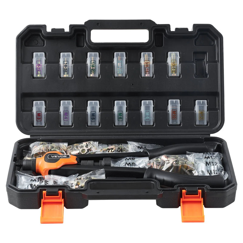 VEVOR Kniežu uzgriežņu knaibles 420 mm ar 13 mandrelēm un 130 kniežu uzgriežņiem (M3–M12, 8-32 līdz 1/2-13 UNC), ar pārnēsājamu koferi