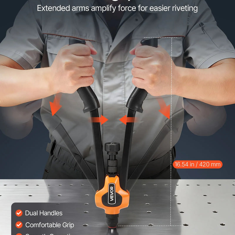 VEVOR Kniežu uzgriežņu knaibles 420 mm ar 13 mandrelēm un 130 kniežu uzgriežņiem (M3–M12, 8-32 līdz 1/2-13 UNC), ar pārnēsājamu koferi