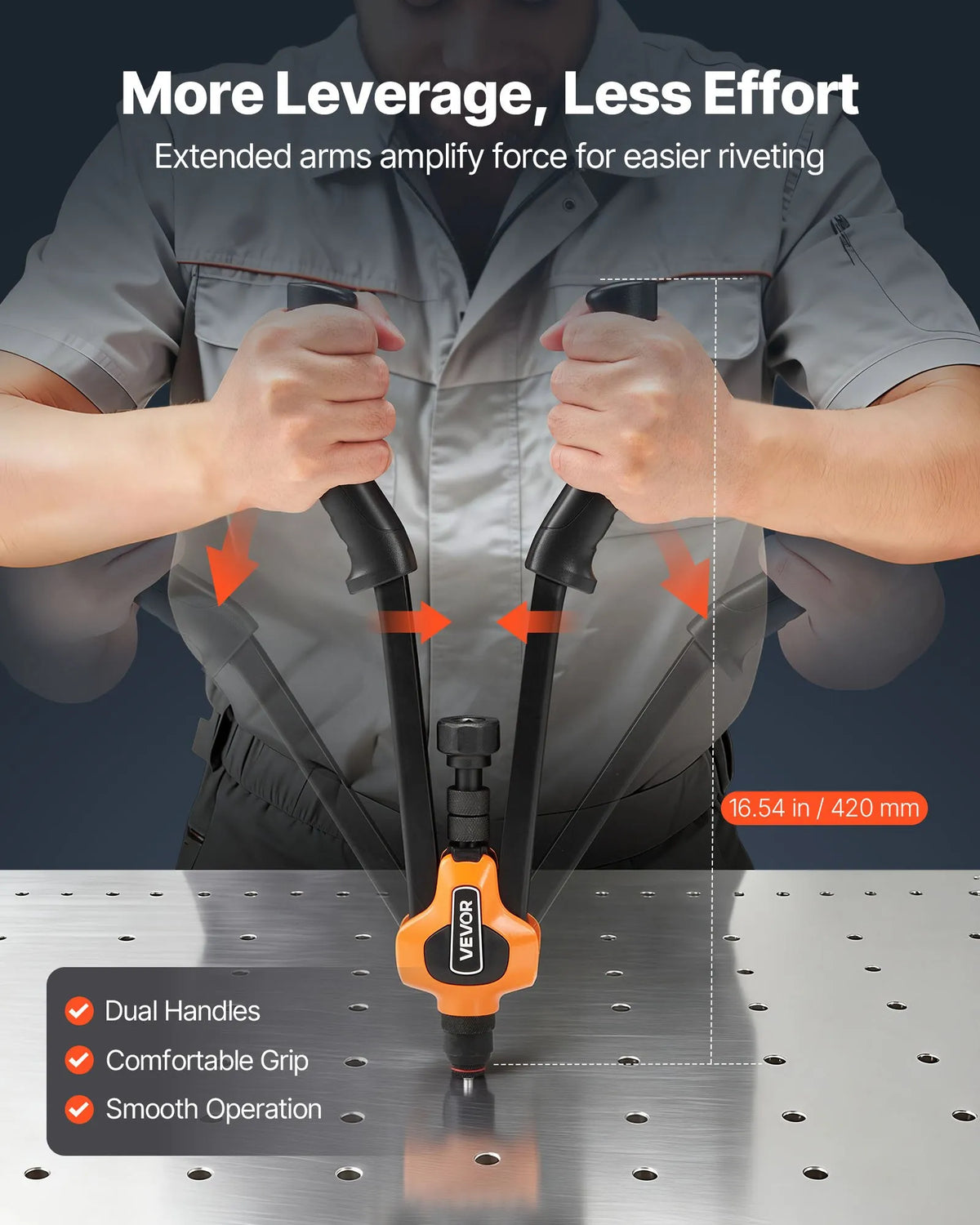 VEVOR Rivet Nut Tool 420 mm with 13 Mandrels and 130 Rivet Nuts (M3–M12, 8-32 to 1/2-13 UNC), with Portable Case