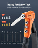 VEVOR Kniežu uzgriežņu knaibles 230 mm ar 8 mandrelēm, pakāpju urbi un 80 kniežu uzgriežņiem (M3–M6, 6-32 līdz 1/4-20 UNC), ar pārnēsājamu koferi