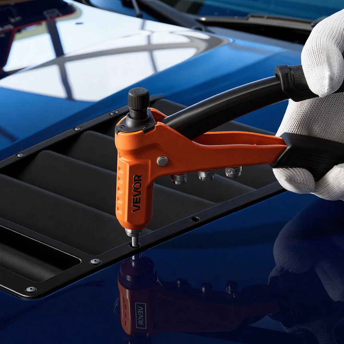 VEVOR Rivet Nut Tool 230 mm with 8 Mandrels, Step Drill and 80 Rivet Nuts (M3–M6, 6-32 to 1/4-20 UNC), with Carrying Case