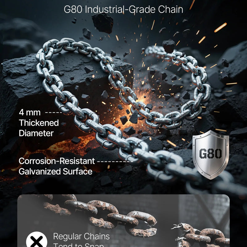 VEVOR manuālais sviras ķēdes pacēlājs, 0,5 t (500 kg) celtspēja, smagslodzes pacēlājs ar 3 m celšanas augstumu, G80 sakausējuma tērauda ķēdi un dubultā suņa mehānisko bremzi, 360° rotējošiem āķiem, piemērots noliktavām, būvniecībai un garāžām