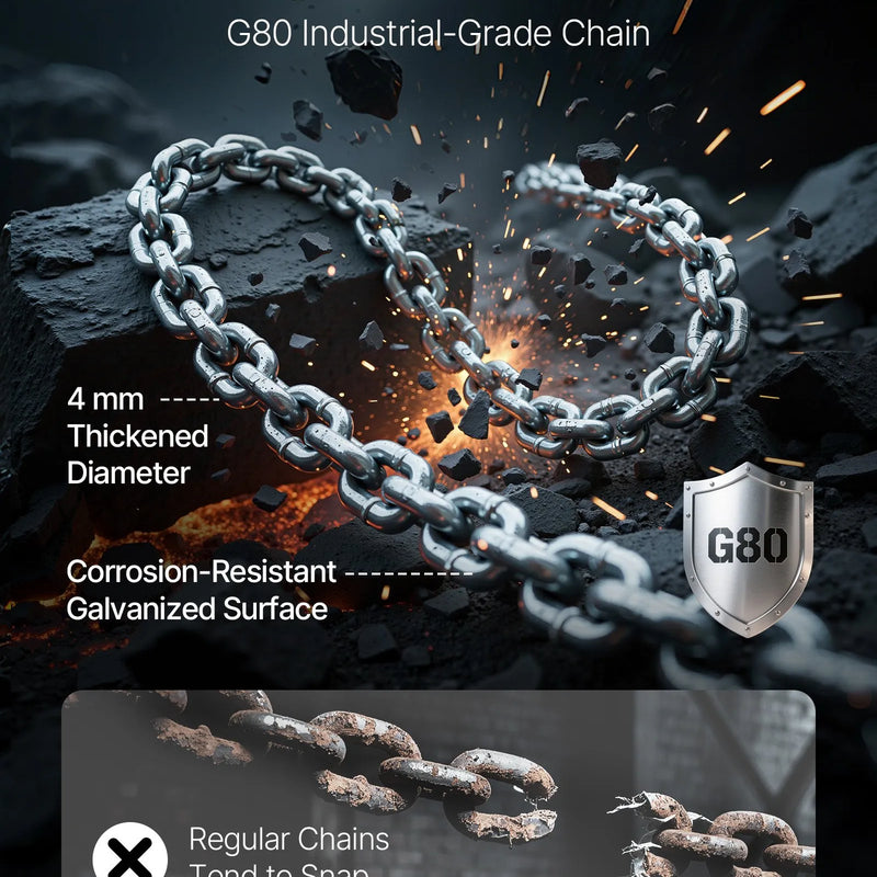 VEVOR manuālais sviras ķēdes pacēlājs, 0,25 t (250 kg) celtspēja, 3 m celšanas augstums, G80 sakausējuma tērauda ķēde ar dubultā suņa bremzi un 360° rotējošiem āķiem, piemērots noliktavām, būvniecībai un garāžām