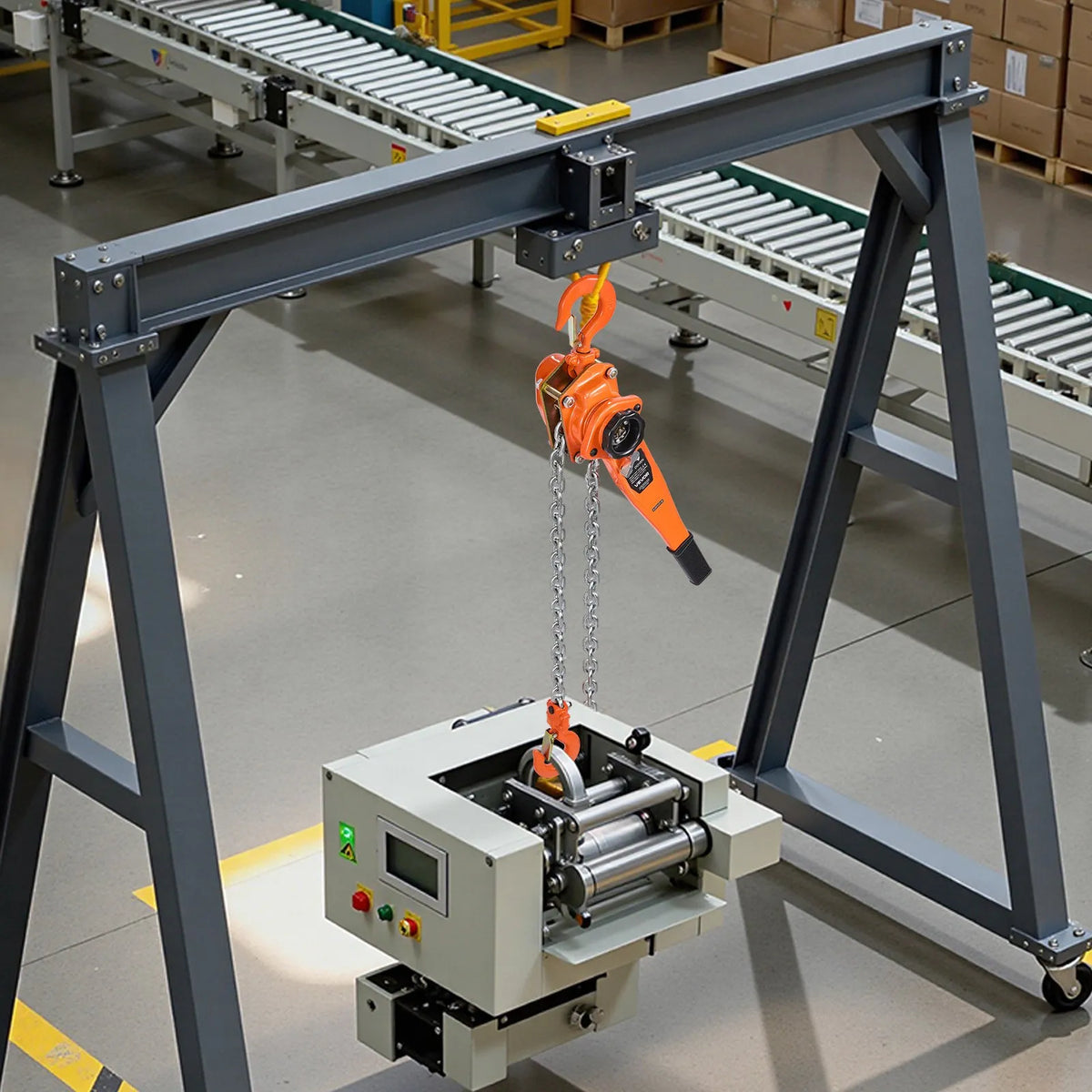 VEVOR Manual Lever Chain Hoist, 0.75 t (750 kg) Lifting Capacity, 3 m Lifting Height, G80 Alloy Steel Chain with Dual Dog Brake and 360° Swivel Hooks, Suitable for Warehouses, Construction and Garages