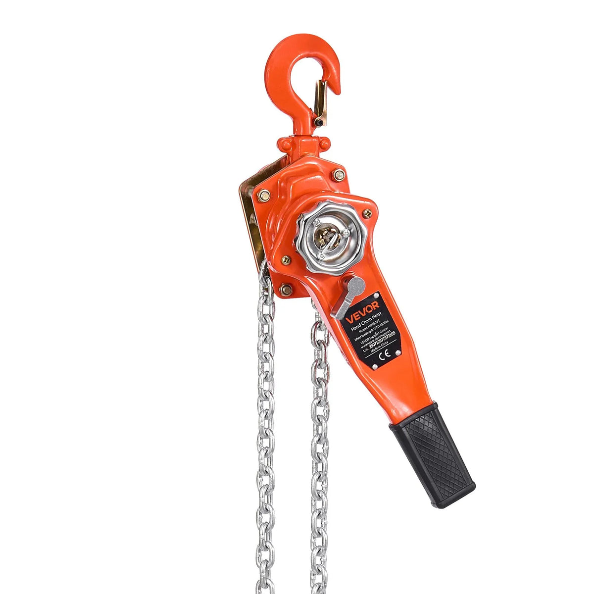 VEVOR Manual Lever Chain Hoist, 0.75 t (750 kg) Lifting Capacity, 1.5 m Lifting Height, G80 Alloy Steel Chain with Dual Dog Brake and 360° Swivel Hooks, Suitable for Warehouses, Construction and Garages