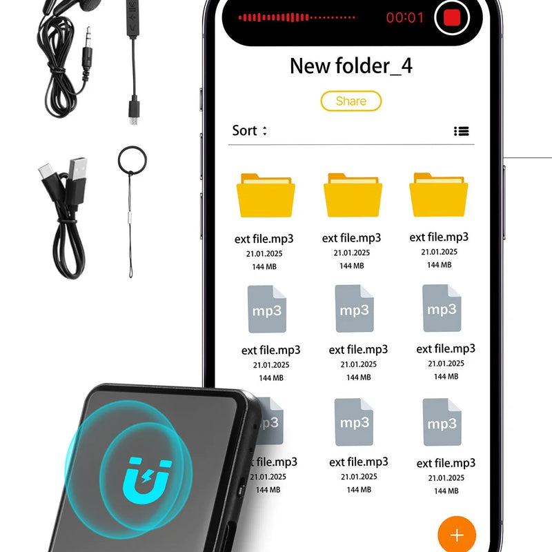 VEVOR magnētiskais balss aktivizētais ierakstītājs, 128 GB, digitālais audio ierakstītājs ar atskaņošanu, 8730 stundu ieraksta ietilpība, 100 stundu akumulatora darbības laiks, USB-C audio ierakstītājs MP3 formātā lekcijām, sapulcēm un intervijām