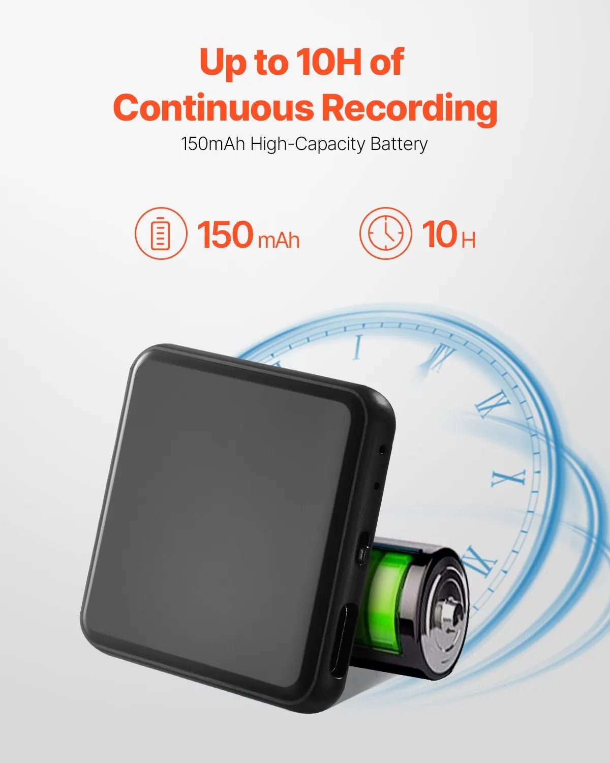 VEVOR Magnetic Voice Activated Recorder, 128 GB, Digital Audio Recorder with Playback, 8730 Hours Recording Capacity, 100 Hours Battery Life, USB-C Audio Recorder MP3 Format for Lectures, Meetings and Interviews