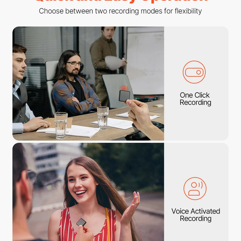 VEVOR magnētiskais balss aktivizētais ierakstītājs, 128 GB, digitālais audio ierakstītājs ar atskaņošanu, 8730 stundu ieraksta ietilpība, 100 stundu akumulatora darbības laiks, USB-C audio ierakstītājs MP3 formātā lekcijām, sapulcēm un intervijām