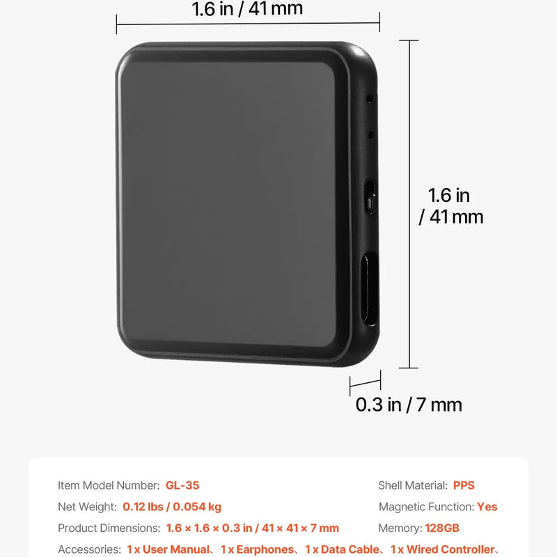 VEVOR magnētiskais balss aktivizētais ierakstītājs, 128 GB, digitālais audio ierakstītājs ar atskaņošanu, 8730 stundu ieraksta ietilpība, 100 stundu akumulatora darbības laiks, USB-C audio ierakstītājs MP3 formātā lekcijām, sapulcēm un intervijām