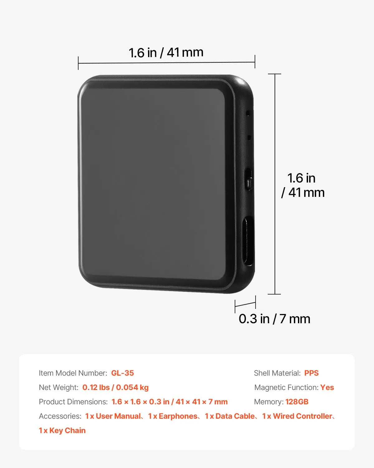 VEVOR Magnetic Voice Activated Recorder, 128 GB, Digital Audio Recorder with Playback, 8730 Hours Recording Capacity, 100 Hours Battery Life, USB-C Audio Recorder MP3 Format for Lectures, Meetings and Interviews