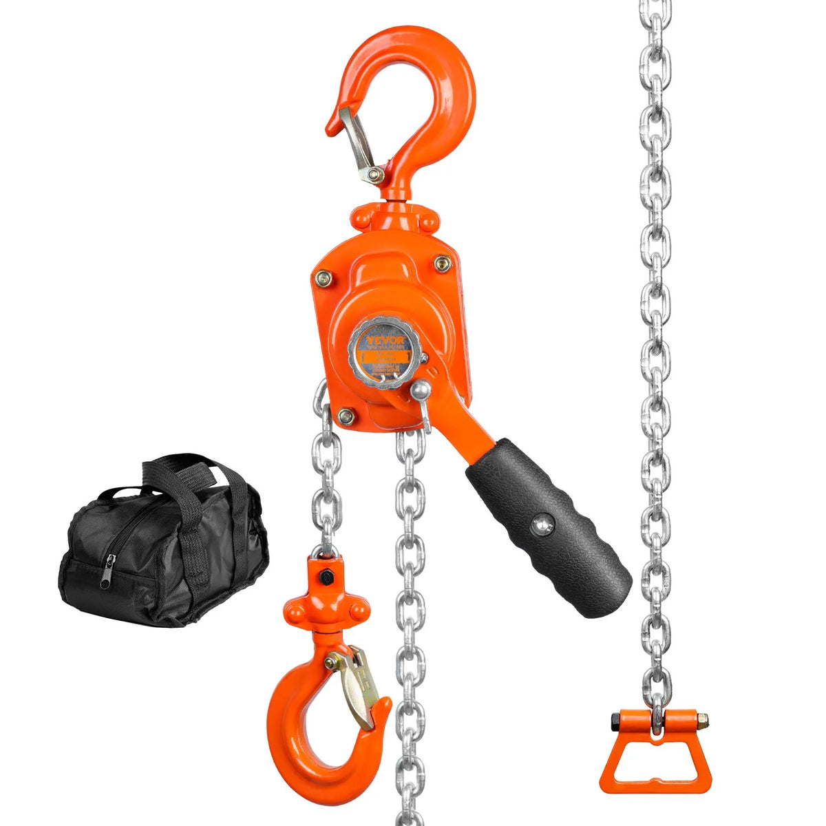 VEVOR Manual Lever Chain Hoist, 0.5 t (499.5 kg) Lifting Capacity, 3.05 m Lifting Height, G80 Galvanised Carbon Steel Construction with Weston Dual Dog Brake, Automatic Chain Feed and 360° Swivel Hook, Suitable for Garages, Factories and Docks